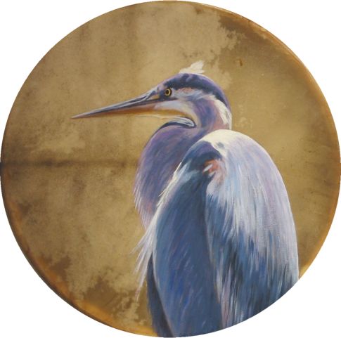 Great Blue Heron Drum Joan M. Hellquist