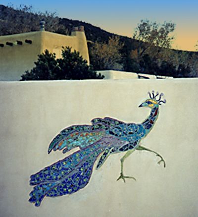 Placitas Artists - Peacock Wall Mosaic ©Laura Robbins