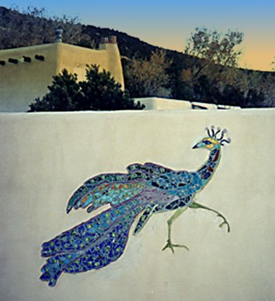 Placitas Artists - Peacock Wall Mosaic Laura Robbins