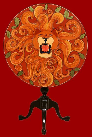 Placitas Artists -Lady and Tiger Tea Table (top view) �2001 Mary E. Carter